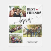 最高の友達4枚の写真パーソナライズされた名 フリースブランケット (正面)