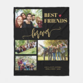 最高の友達4枚の写真パーソナライズされた名 フリースブランケット (正面)