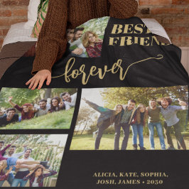 最高の友達4枚の写真パーソナライズされた名 フリースブランケット