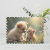 最高の友達 – かわいい子犬と子猫の芝生の中 シーズンカード (スタンド正面)