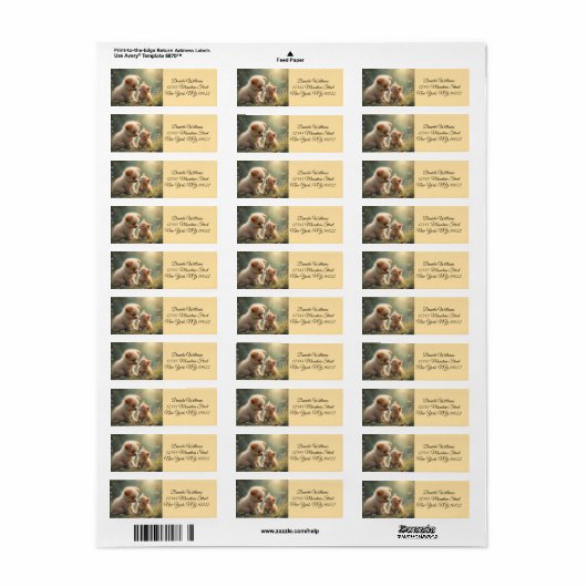 最高の友達 – かわいい子犬と子猫の芝生の中 ラベル (フルシート)