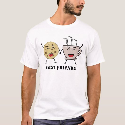 最高の友達 – クッキーとコーヒー – おもしろいキャラクター Tシャツ (正面)