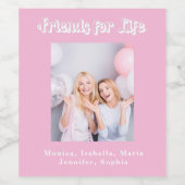 最高の友達 ピンク パステル フォト 名前 パーティー ワインラベル (シングルラベル)