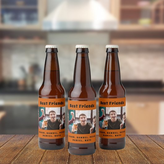 最高の友達 男 仲間 パーティー 写真 楽しい オレンジ ビールラベル