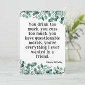 最高の友達 面白い 誕生日カード ユーカリ 招待状 (スタンド正面)