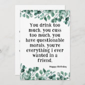 最高の友達 面白い 誕生日カード ユーカリ 招待状 (正面/裏面)