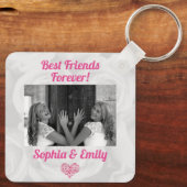 最高の友達Besties BFF写真名かわいいピンク キーホルダー (裏面)