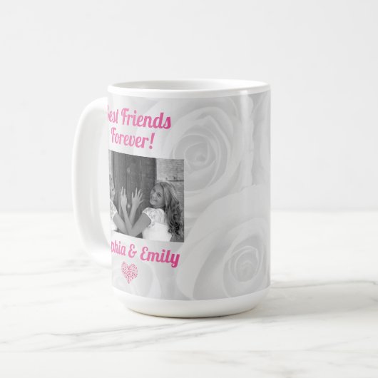 最高の友達Besties BFF写真名かわいいピンク コーヒーマグカップ (正面左)