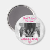 最高の友達Besties BFF写真名かわいいピンク マグネット (正面/裏面)