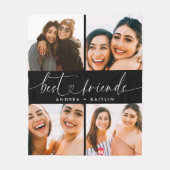 最高の友達BFFモダンエレガントハートScript写真 フリースブランケット (正面)