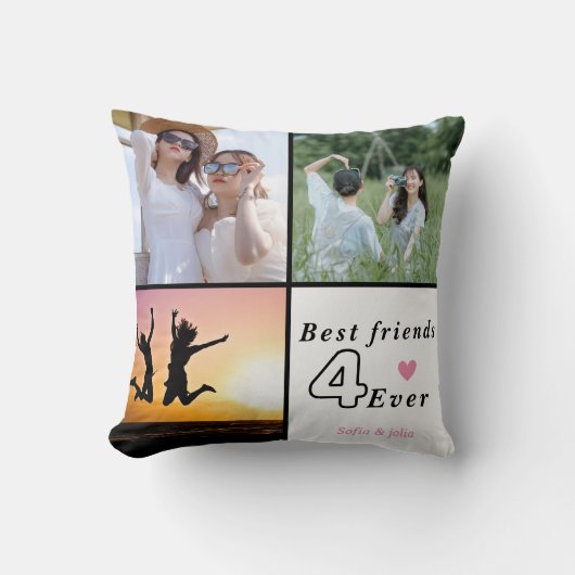 最高の友達Forever写真コラージュカスタム- 3 – 写真 クッション (正面)