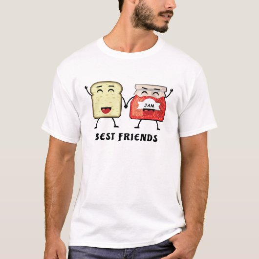 最高の友 – ジャム&パン – おもしろいイラストレーション Tシャツ (正面)
