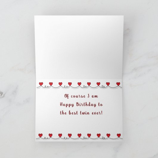 最高の双子に誕生日おめでとう カード (内部)