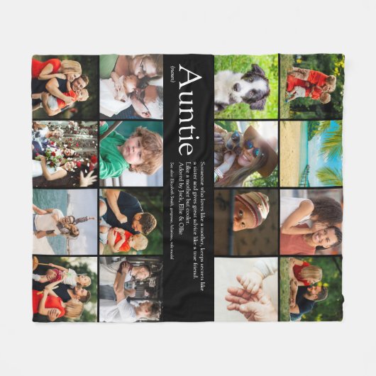 最高の叔母さん定義写真コラージュ フリースブランケット (正面(横))