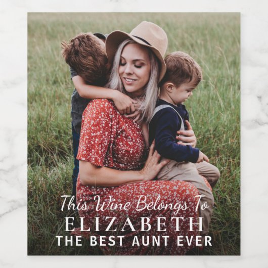 最高の叔母の写真パーソナライズされた ワインラベル (シングルラベル)