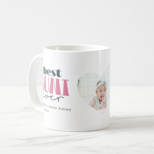最高の叔母エバー撮影タイポグラフィ コーヒーマグカップ (正面左)