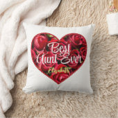 最高の叔母エバー赤いハートユニークタイポグラフィ叔母 クッション (ブランケット)