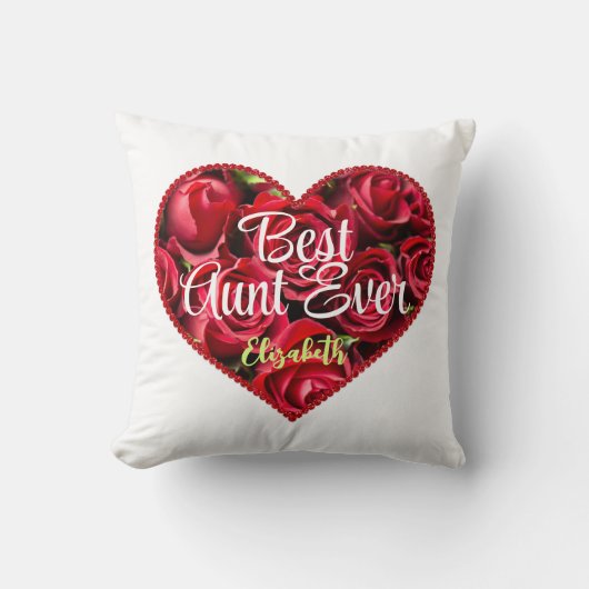 最高の叔母エバー赤いハートユニークタイポグラフィ叔母 クッション (正面)