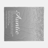 最高の叔母/おばさん定義 シルバーグリッター フリースブランケット (正面(横))