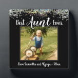 最高の叔母Ever Loveフォトグリッター フォトプラーク<br><div class="desc">おもしろいレインボーフェイクグリッターフォトデスクプラーク。すべての文字はカスタマイズ可能で、写真は簡単に変更できる。叔母最高のはプラックの底に姪または甥の名前のオプションを持つ今まで。あなたのユニーク人生でその特別な人のための贈り物。</div>
