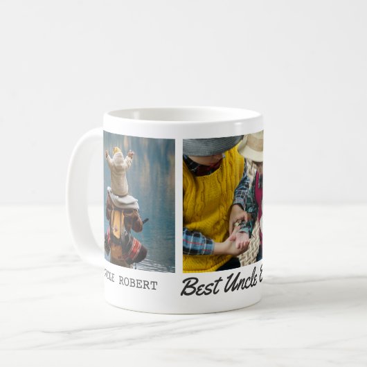 最高の叔父の写真パーソナライズされたコラージュ コーヒーマグカップ (正面左)
