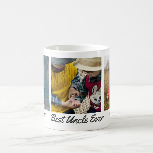最高の叔父の写真パーソナライズされたコラージュ コーヒーマグカップ (中央)