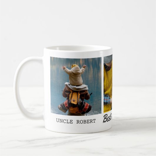 最高の叔父の写真パーソナライズされたコラージュ コーヒーマグカップ (左)