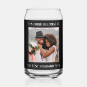 最高の夫パーソナライズされたPhoto Black ガラス缶 (裏面)