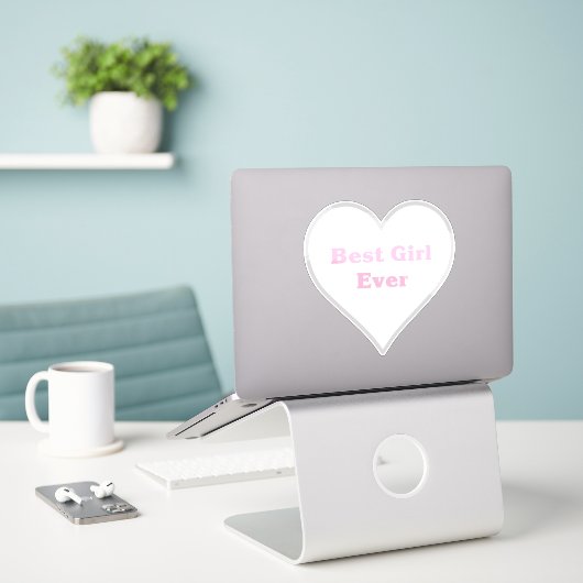 最高の女の子 シール (デスク上のノートパソコン)
