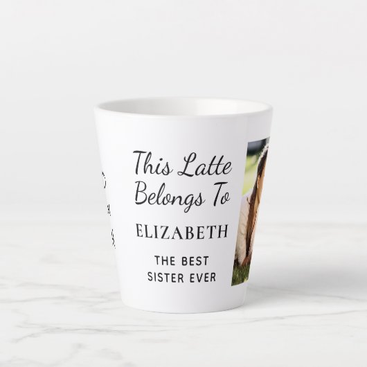 最高の姉妹の写真パーソナライズされた カフェラテマグ (正面)