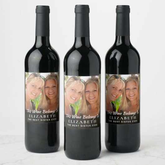 最高の姉妹の写真パーソナライズされた ワインラベル (ボトル)