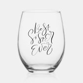 最高の姉妹モダン書道パーソナライズされた ステムなしワイングラス (正面)