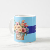 最高の娘へ ガーベラの花 ブルー コーヒーマグカップ (正面左)