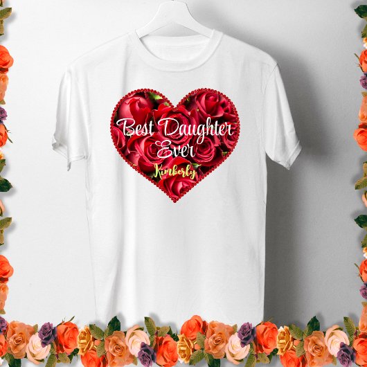 最高の娘エバー赤いハートマザーズモダンデイ Tシャツ