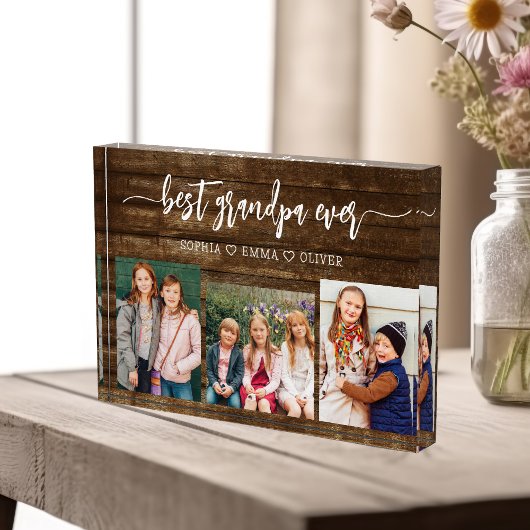 最高の孫ウッドフォトコラージュ フォトブロック