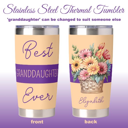 最高の孫娘は必ず花オレンジ色の花を発芽 保温保冷タンブラー