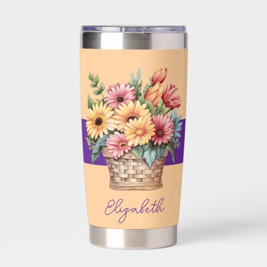 最高の孫娘は必ず花オレンジ色の花を発芽 保温保冷タンブラー (背面)