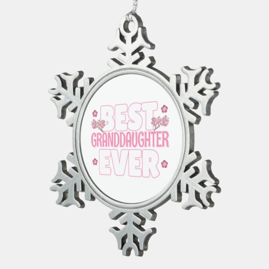 最高の孫娘 – さくらんぼの花 スノーフレークピューターオーナメント (右)