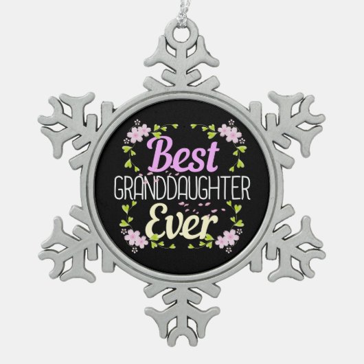最高の孫娘Ever -フローラ スノーフレークピューターオーナメント (正面)