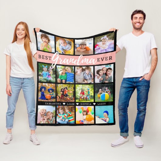 最高の孫16写真コラージュ フリースブランケット (インサイチュ)