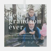 最高の孫 |引用文と写真ギフト ガラスオーナメント (正面)