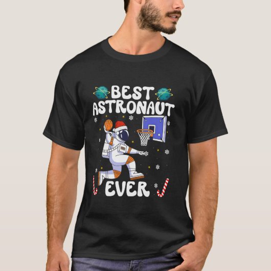 最高の宇宙飛行士のクリスマス・バスケットボール・ホリデーC Tシャツ (正面)