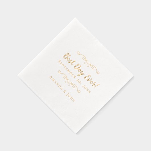 最高の実在日結婚のエレガント金ゴールド 箔ナプキン (右)