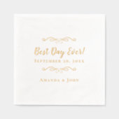 最高の実在日結婚のエレガント金ゴールド 箔ナプキン (正面)