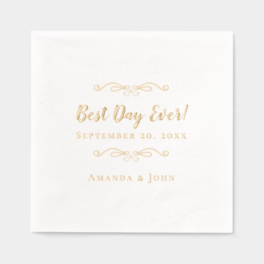 最高の実在日結婚のエレガント金ゴールド 箔ナプキン (正面)