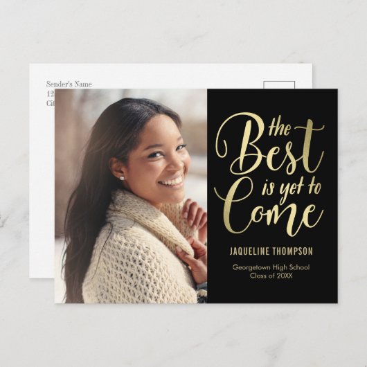 最高の将来編集可能なカラーの卒業発表 ポストカード (正面/裏面)