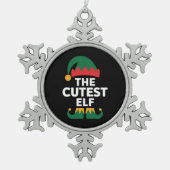 最高の小妖精や小人マッチングファミリークリスマス スノーフレークピューターオーナメント (正面)