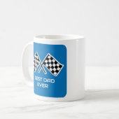 最高の市松模様にパパカスタムフォトブルー コーヒーマグカップ (正面左)
