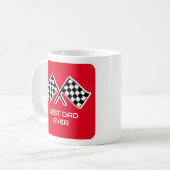 最高の市松模様にパパカスタム写真の赤 コーヒーマグカップ (正面左)