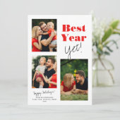 最高の年だ!シンプル家族の写真コラージュ シーズンカード (スタンド正面)